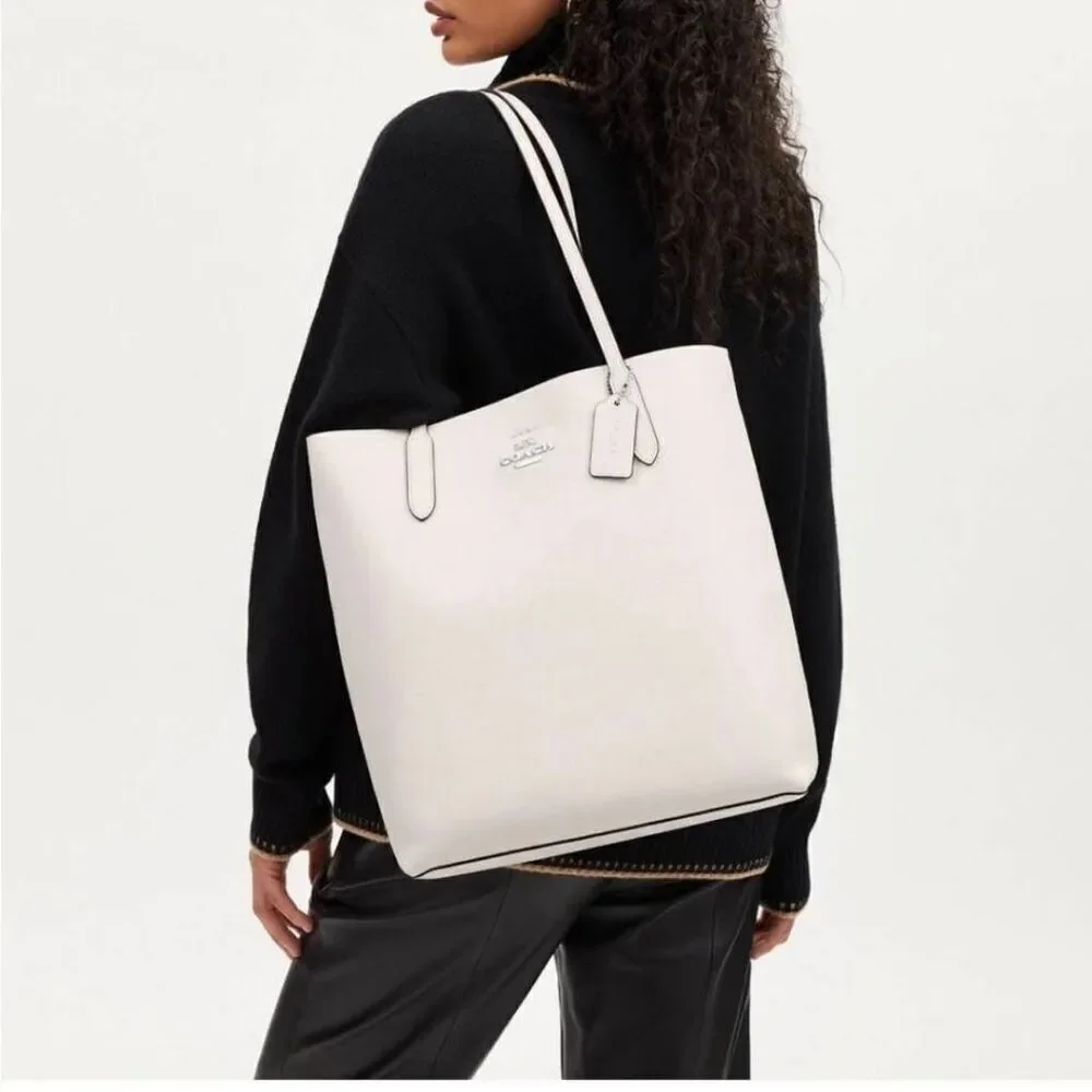 NWT Coach Leather Chalk Thea Tote Bag